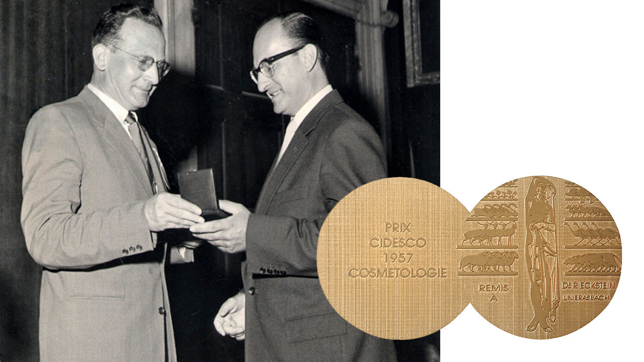 Dr. Richard Eckstein Receiving Prix Cidesco 1957 Cosmetologie Award